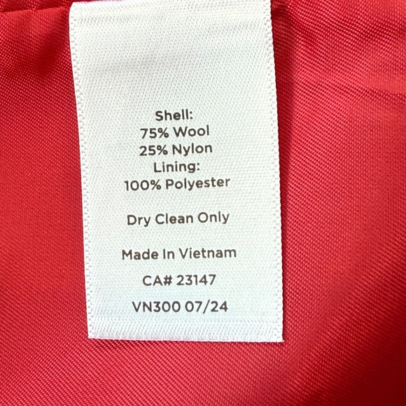 Talbots Petite Red Wool Blend Button Front Coat Gold Chain Detail Petite 4P NWT - Picture 14 of 16